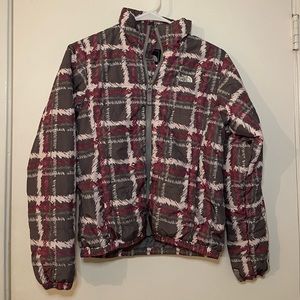 Pink/Gray North Face down jacket